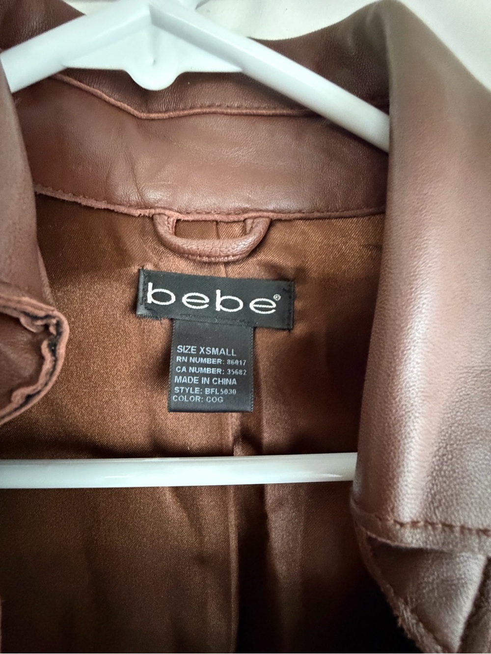 Vintage bebe Brown Genuine Leather Jacket with Decorative Stitch Pockets - Picture 2 of 2